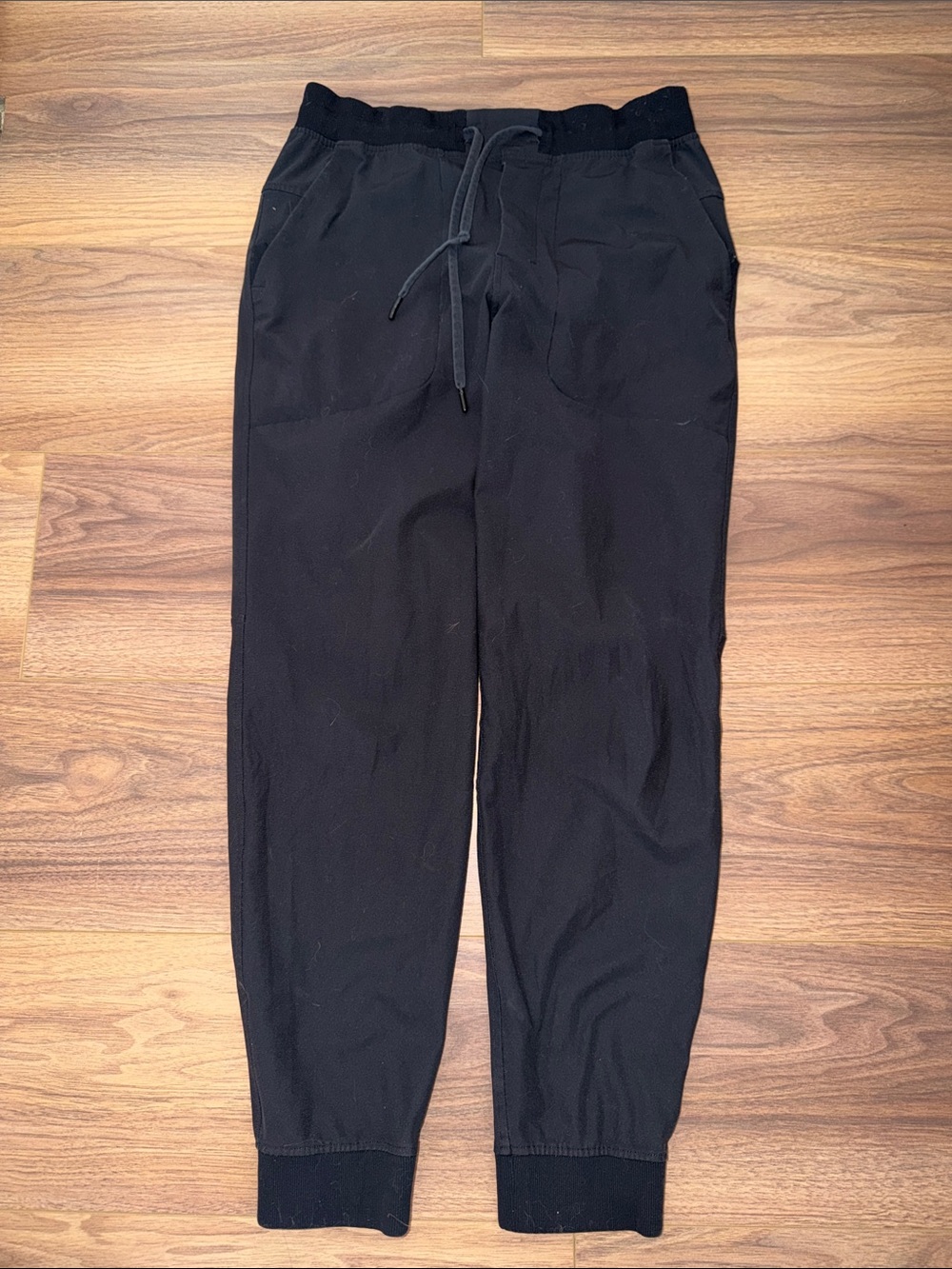 lululemon athletica Men's Black Drawstring Joggers with Ribbed Cuffs